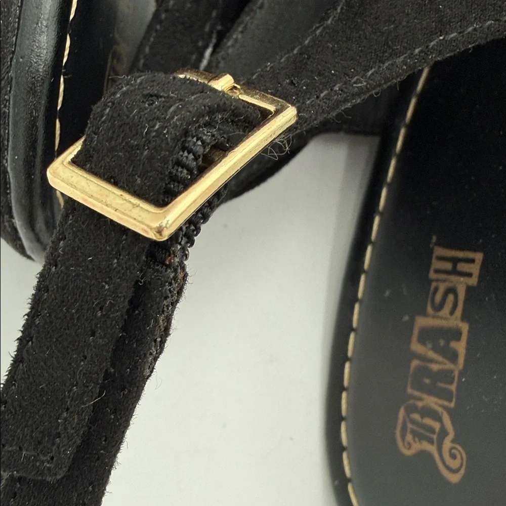 Brash Black Tan Wedge espadrilles Sandals women 12 casual vacation beach Y2K
